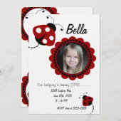 Lady Bug Foto Einladung zur Blume (Vorne/Hinten)