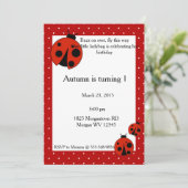 Lady Bug Geburtstag Einladung (Stehend Vorderseite)