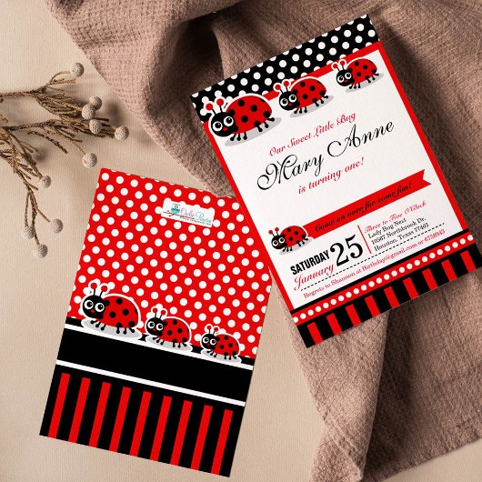 Lady Bug Geburtstagsparty Einladung