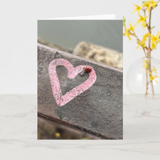 Lady Bug Heart Karte (Gelbe Blume)
