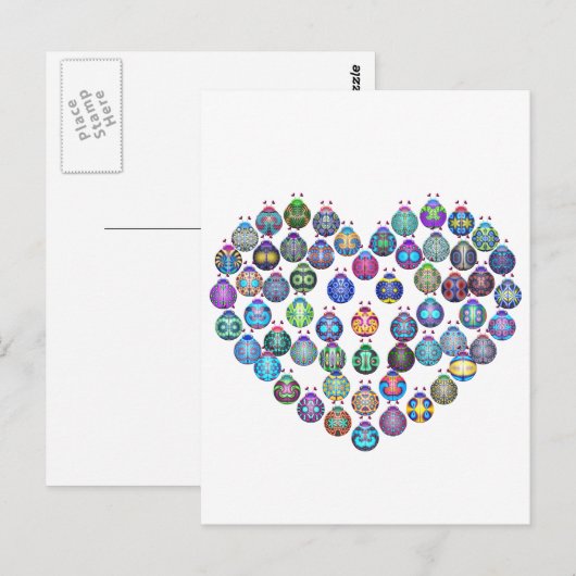 Lady Bug Heart Postkarte (Vorne/Hinten)