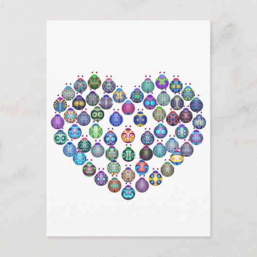 Lady Bug Heart Postkarte (Vorderseite)