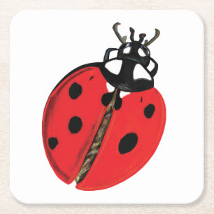 Lady Bug Illustration Rechteckiger Pappuntersetzer