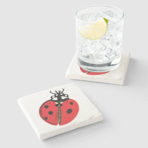 Lady Bug Illustration Steinuntersetzer