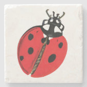 Lady Bug Illustration Steinuntersetzer (Vorderseite)
