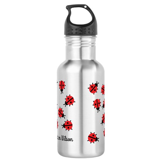 Lady Bug Kinder Wasserflasche mit Name (Rückseite)