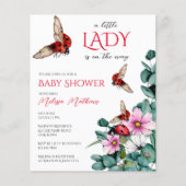 Lady Bug Kleine Dame Babydusche Einladung (Vorderseite)