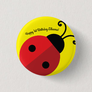 Lady Bug Niedlich 1. Geburtstag Party Button