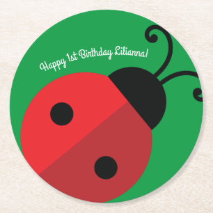 Lady Bug Niedlich Kid's Ladybug Geburtstagsparty Runder Pappuntersetzer