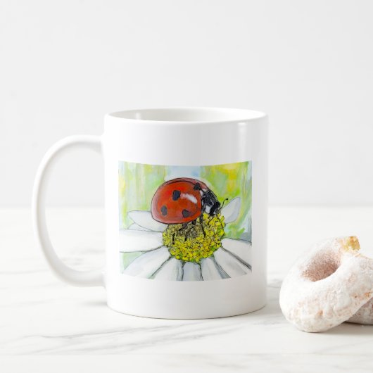 Lady Bug on A Daisy Kaffeetasse (Mit Donut)