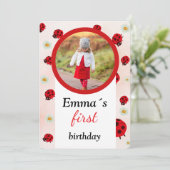 lady bug party photo einladung (Stehend Vorderseite)