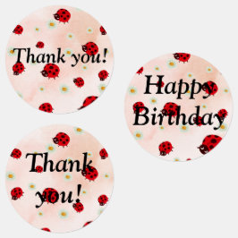 Lady bug party photo etiketten