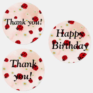 Lady bug party photo etiketten