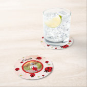 lady bug party photo runder pappuntersetzer (Vor Ort)