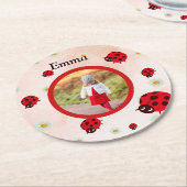 lady bug party photo runder pappuntersetzer (Angewinkelt)