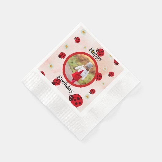 Lady bug party photo serviette (Ecke)