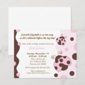 Lady Bug Pink & Brown Einladung (Vorne/Hinten)