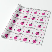 Lady Bug Pink Happy Birthday Geschenkpapier (Ungerollt)