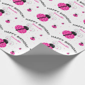 Lady Bug Pink Happy Birthday Geschenkpapier (Ecke)