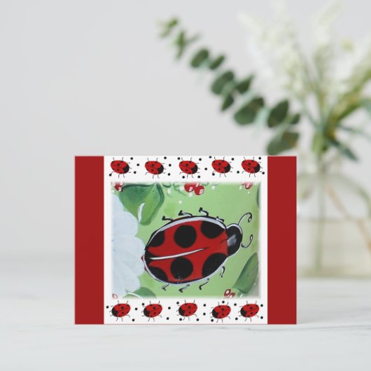 Lady-Bug Postkarte (Stehend Vorderseite)