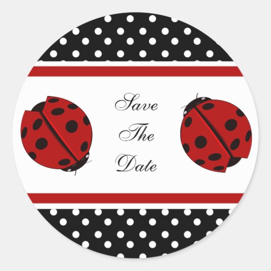 Lady Bug Save the Date Stickers (Vorderseite)