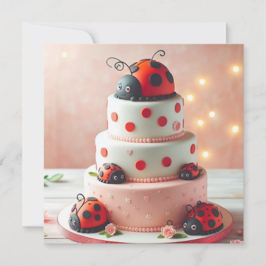 LADY BUG THEMED KINDERGEBURTSTAG CAKE KARTE (Vorderseite)