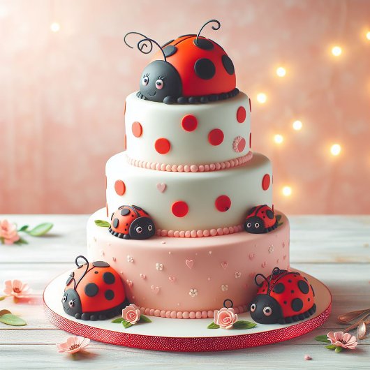 LADY BUG THEMED KINDERGEBURTSTAG CAKE KARTE
