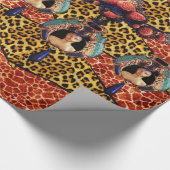 LADY BUG UND KORALE ROSE AUF GIRAFFE,LEOPARFUR GESCHENKPAPIER (Ecke)