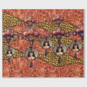 LADY BUG UND KORALE ROSE AUF GIRAFFE,LEOPARFUR GESCHENKPAPIER (Flach)