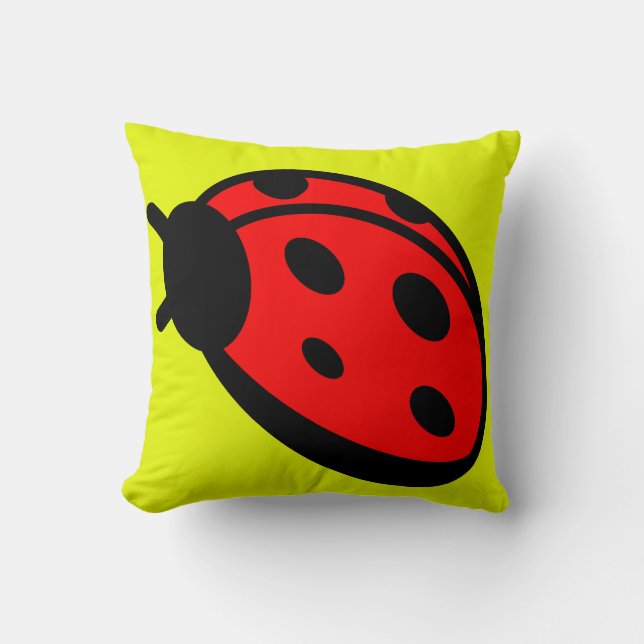 Lady Bug Yellow Throw Kissen (Vorderseite)