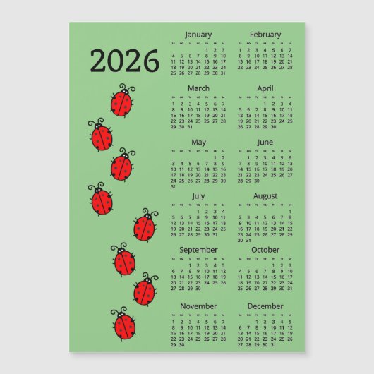 Lady Bugs 2026 Calendar Magnetic Card Magnetkarte (Vorderseite)