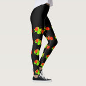 Lady Bugs auf einem Kleeblatt Pattern Schwarze Top Leggings (Rechts)