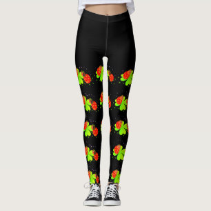 Lady Bugs auf einem Kleeblatt Pattern Schwarze Top Leggings