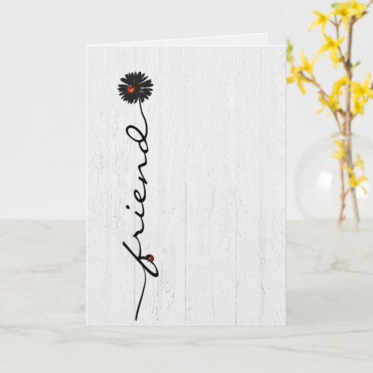 Lady bugs on black daisy karte (Gelbe Blume)