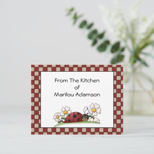 Lady Bugs Rezeptkarten Postkarte (Stehend Vorderseite)