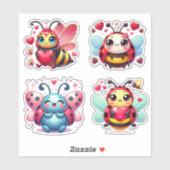 Lady Bugs und Bienenvalentine Aufkleber (Blatt)