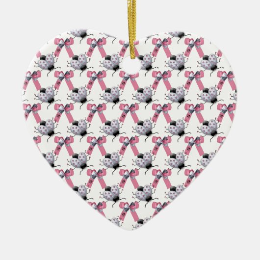Lady Bugs und Bows Keramikornament (Vorne)