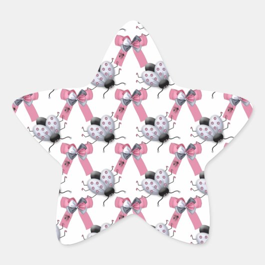 Lady Bugs und Bows Stern-Aufkleber (Vorderseite)