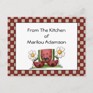 Lady Bugs und Watermelon Recipe Cards Postkarte