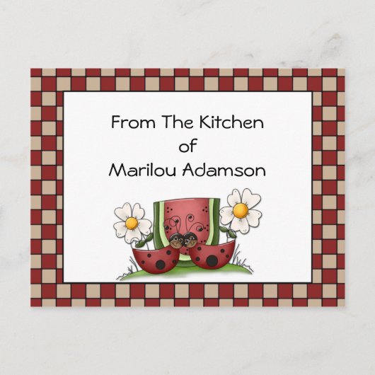 Lady Bugs und Watermelon Recipe Cards Postkarte (Vorderseite)