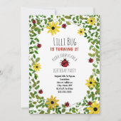 Lady Bugs + Wildblumen Girls Geburtstagsparty Einladung (Vorderseite)