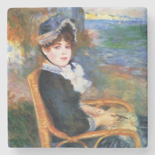 Lady by the Seashore (von Pierre-Auguste Renoir) Steinuntersetzer (Vorderseite)