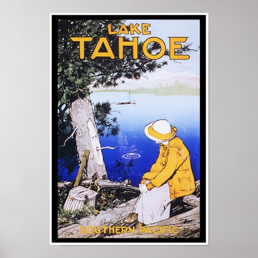 Lady by Tranquil Lake Tahoe Vintage Travel Poster (Vorne)