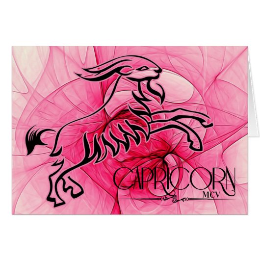 Lady Capricorn Rosa Zodiac Blankenkarte (Vorderseite (Horizontal))