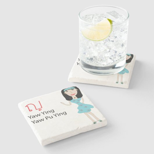 Lady Cartoon Untersetzer (Seitenansicht)