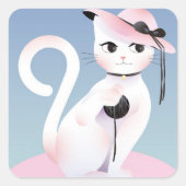 Lady Cat Quadratischer Aufkleber (Vorderseite)