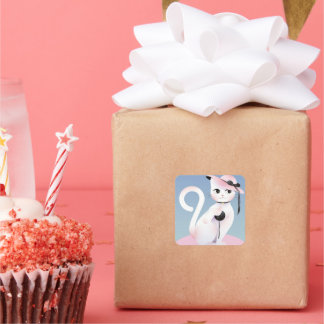 Lady Cat Quadratischer Aufkleber