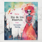 Lady Catrina's Aquarellblühende Hommage Weinetikett (Einzelnes Label)
