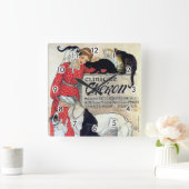 Lady, Cats & Hunde, Alexandre Steinlen Quadratische Wanduhr (Zuhause)