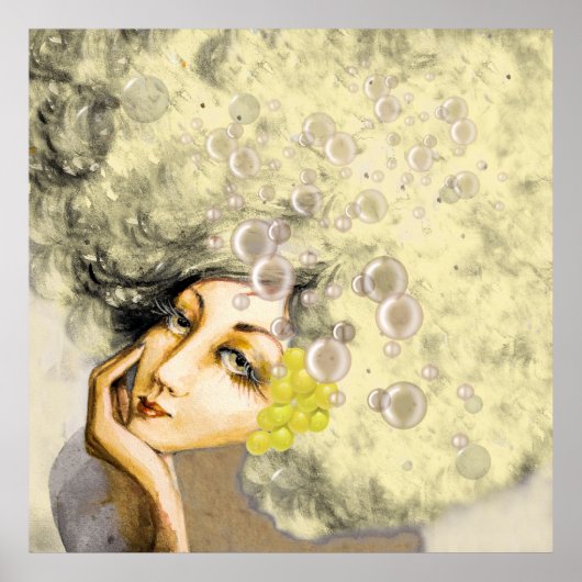 Lady Champagne Art Poster (Vorne)